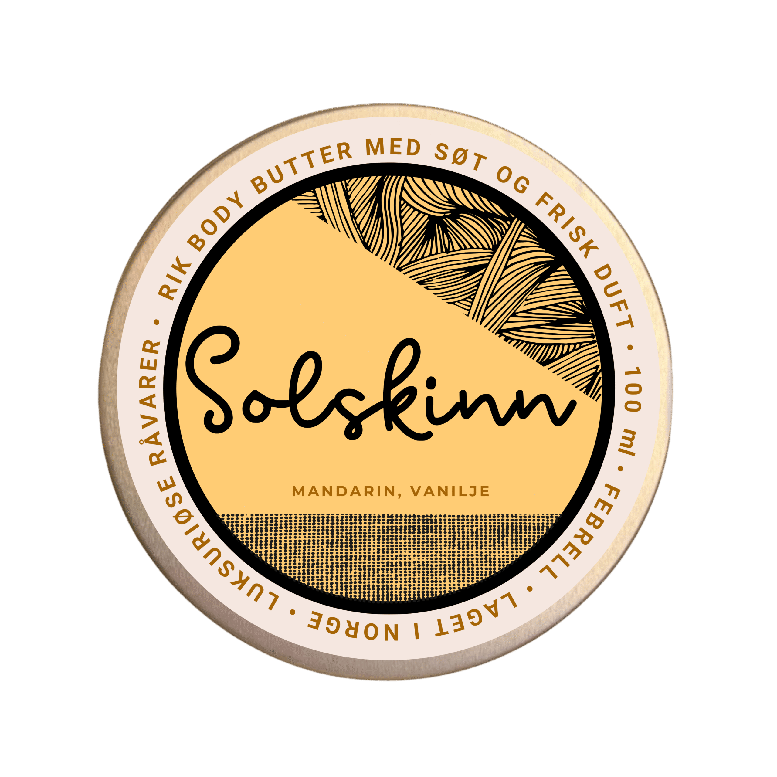 Rik body butter i aluminiumskrukke fra Febrell, laget med sheasmør, kakaosmør og mandelolje. Naturlig fuktighetskrem for tørr hud med frisk og søt duft.